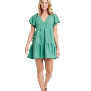 Universal Thread Women’s Flutter Short Sleeve Skater Mini Dress. Green Size XL